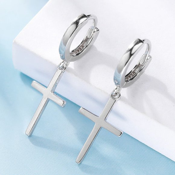Jewelry - 925 Sterling Silver Cross Dangle Earrings For Women & Men 2022 New BTS